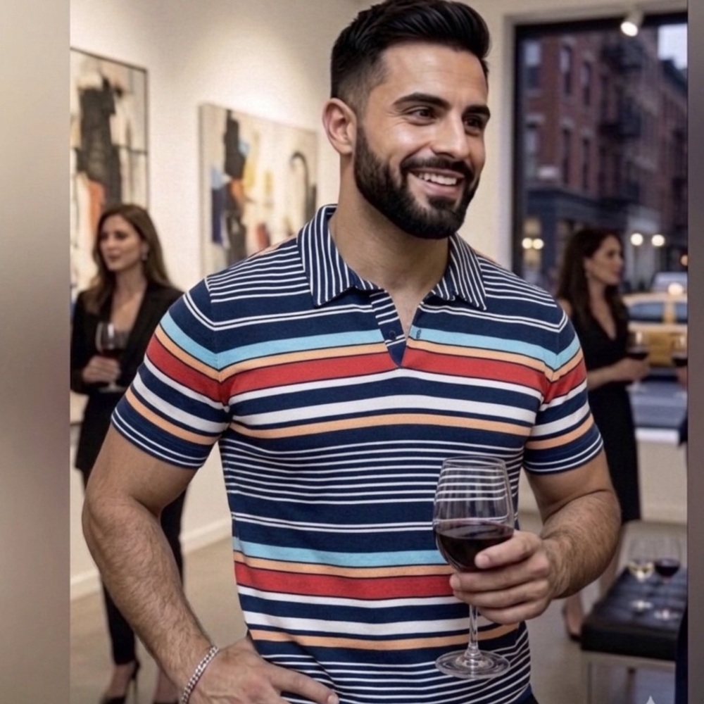 Vibrant Striped Polo Shirt for Men